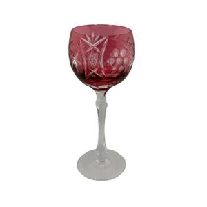 Vintage Nachtmann Traube Wine Glass Cranberry Cut to Clear Crystal